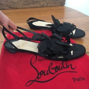 Christian Louboutin Black Flower Detail Sandals